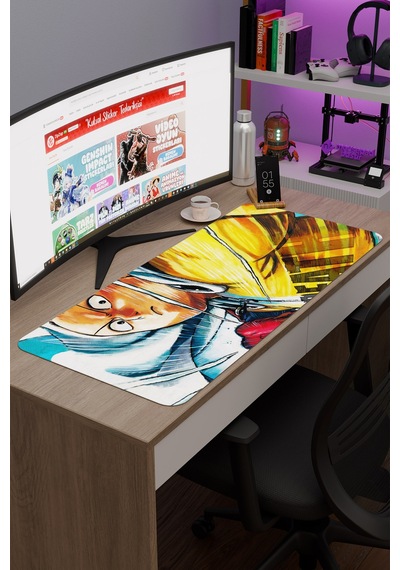 One Punch Man Kaymaz Dikişli Kauçuk Oyuncu Mousepad V2 - 90x40 Xxl Gaming Mouse Pad Fare Altlığı