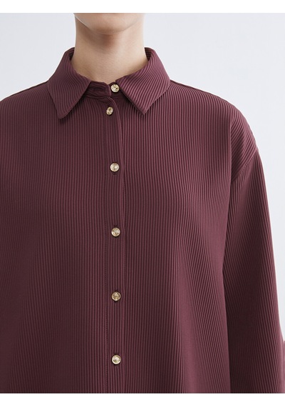 Lcw Modest Bordo Fitilli Kadın Gömlek Tunik