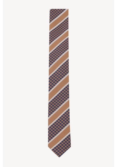 YSF Erkek Camel Desenli Slim Kravat Camel