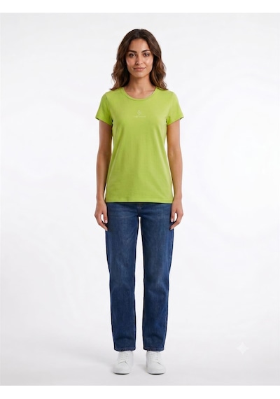 Neden Tekstil Kadın Basic & Baskılı Yuvarlak Yaka T-shirt - Yeşil