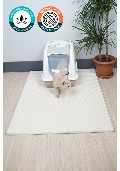 75x55 Cm Beyaz Kedi Tuvaleti Kumu Paspası Kedi Matı Görsel Temsilidir Beyaz