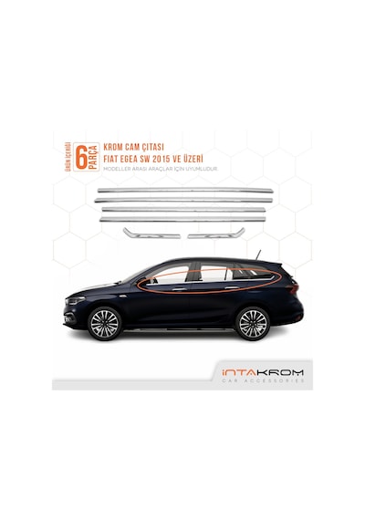 Fiat Egea Sw Krom Cam Çıtası 6 Parça 2015 Ve Üzeri Paslanmaz Çelik