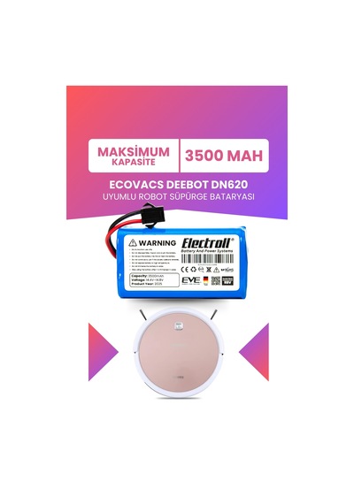 Ecovacs Deebot Dn620 Uyumlu Batarya Maksimum Kapasite 3500mah Pil Robot Süpürge Bataryası