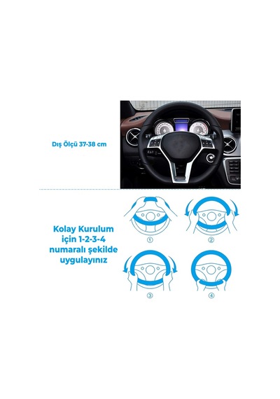 Oto Geçme Direksiyon Kılıfı Desenli Bej Renk Suni Deri 11nr222