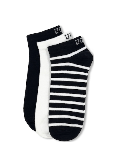 Ucla Lıoren 3'lü Siyah Kısa Jakarlı Pamuk Standard Fit Unisex Çorap