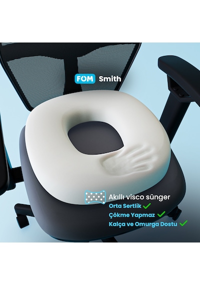 Fom Smith Visco Konforlu ve Ortopedik Oturma Simidi Yastık 45 x 44 x 8 Açık Mavi﻿﻿ Çok Renkli