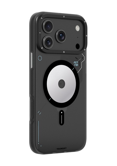 Apple Uyumlu iPhone 17 Pro Kılıf M-safe Şarj Özellikli Disk Desenli Youngkit Disc Battle Kapak Siyah Siyah