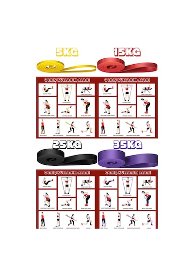 9lu Tera Set 5+15+25+35 Kg + 5li Pilates Direnç Bandı Barfiks Lastiği Loop Band Pembe Ton Çok Renkli