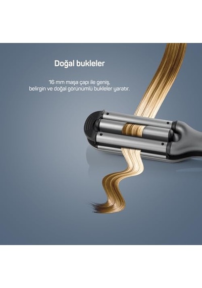 Ar5079 Trendcare Seramik Saç Maşası 16 Mm, 9 Kademeli Isı Ayarlı Wag Maşa, Antrasit
