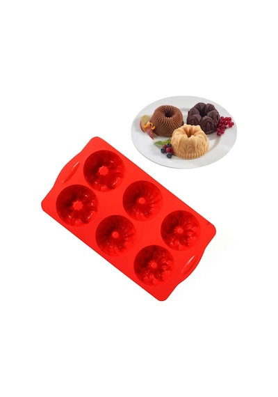 Ckm Silikon Muffin 3d Figürlü 6lı Kek Çörek Çikolata Kalıbı Silikon Muffin Kalıp Kırmızı Diğer
