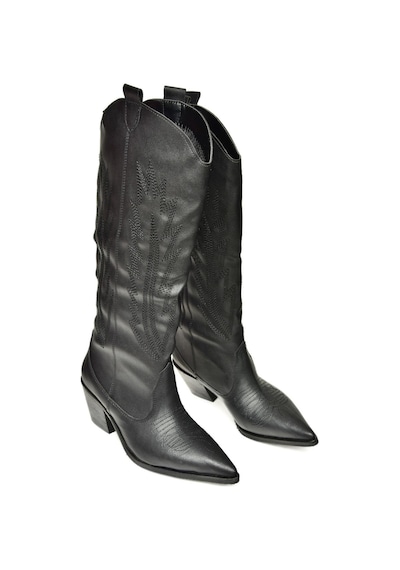 Fox Shoes T267765209 Siyah Kovboy Model Kadın Çizme Siyah-Suni Deri