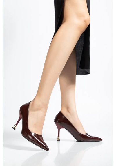 Ketrin Stiletto Rugan Ayakkabı Bordo