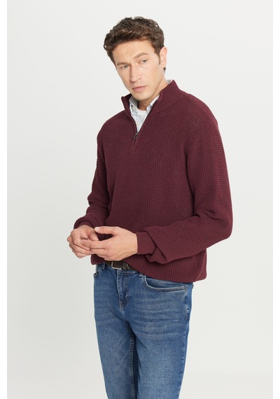 Ac&Co / Altınyıldız Classics Erkek Bordo Pamuklu Standart Fit Normal Kesim Bato Yaka Jakarlı Triko Kazak Ac&Co / Altınyıldız Classics Erkek Bordo Pamuklu Standart Fit Normal Kesim Bato Yaka Jakarlı Triko Kazak