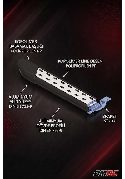 Ford Connect 2022-2026 Uyumlu Araca Özel Dot Line Swb Yan Basamak