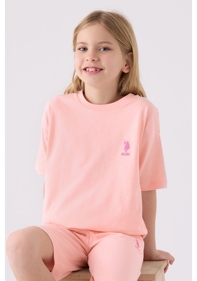 U.S. Polo Assn. U.s. Polo Assn Kız Çocuk Pembe Bermuda Takım Us1848-c-v31 Pembe