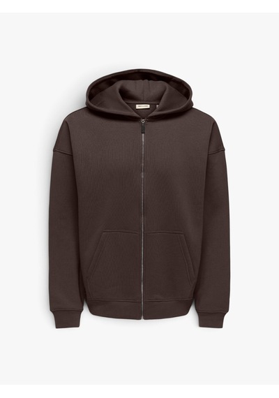 Only & Sons Onsceres Ovz Zıp Hoodıe Sweat Noos Erkek Kahverengi Sweatshirt - 5096084