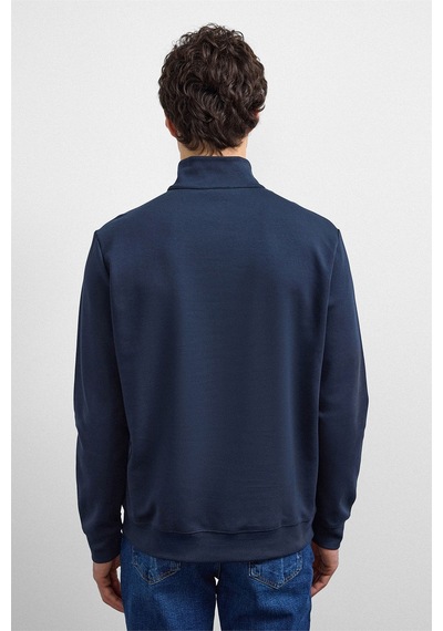 Backandbond Lacivert Regular Fit Yarım Fermuarlı Sweatshirt