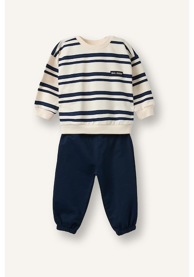 Defacto Çizgili Bisiklet Yaka Sweatshirt Üst Lastikli Paça Alt 2li Takım Erkek Bebek I0235a526aunv256 Lacivert-nv256