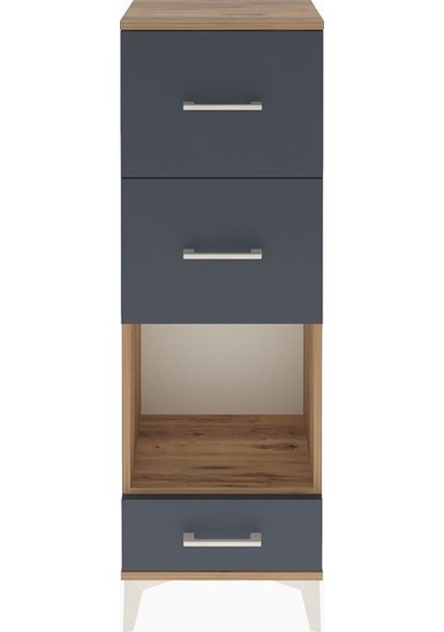 Arges Dolap Tek Raflı 3 Çekmeceli 44x30x134 Çam-antrasit Atlas Çam