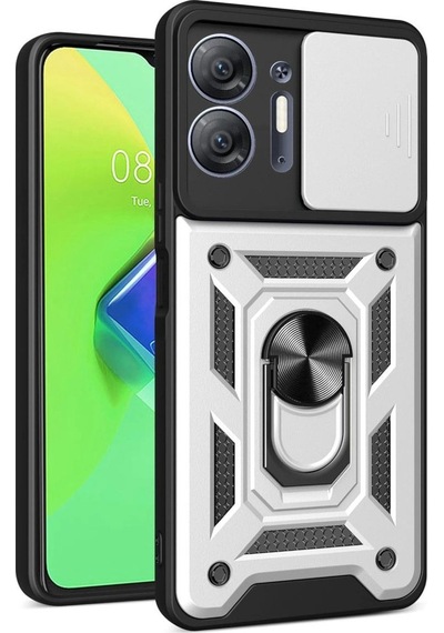 İnfinix Hot 30 5g Kılıf Pars Lens Yüzüklü Silikon - Gümüş Diğer