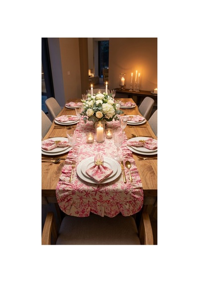 %100 Pamuk Özel Desenli Fırfırlı Runner 40x110 Pembe - 900646312 Pembe