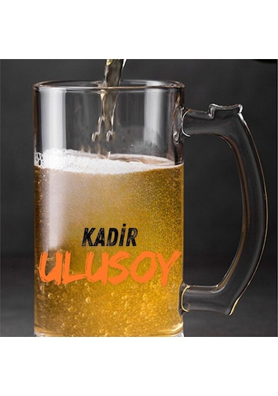 Kişiye Özel Tasarımlı Bira Bardağı Şeffaf Cam