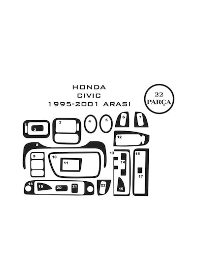 Honda Civic 6 96-00 22 Parça Konsol Maun Kaplama Renk-siyah