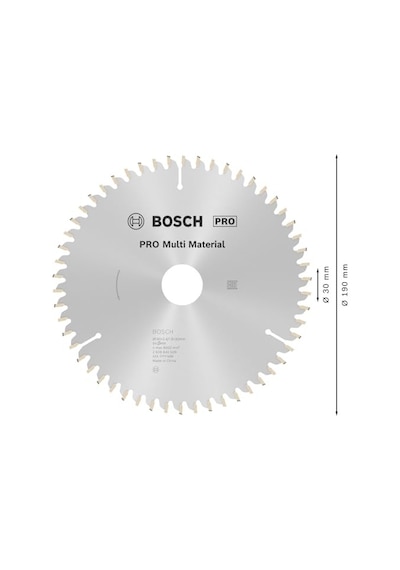 Professional Accessories - Standard For Serisi Çoklu Malzeme İçin Daire Testere Bıçağı 190 30 Mm 54 Diş çok renkli