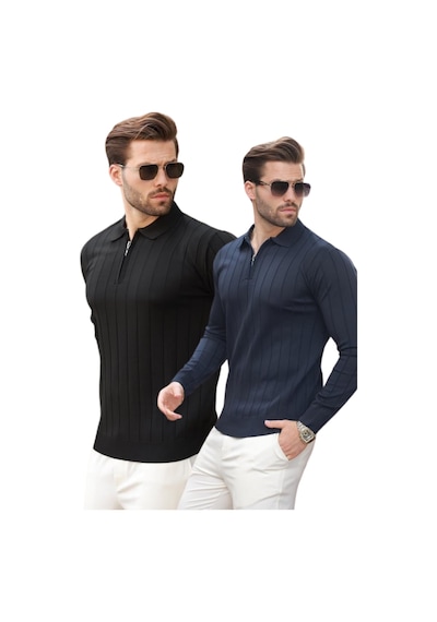 Madmext Siyah/lacivert Polo Yaka Fermuarlı Örme Kazak 2'li Set 7242 Siyah - Lacivert Madmext Siyah/lacivert Polo Yaka Fermuarlı Örme Kazak 2'li Set 7242 Siyah - Lacivert