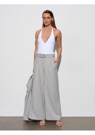 Dilvin 72682 Kemerli Pileli Pantolon-gri