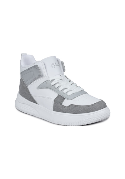 Jump 29100 Yüksek Bilekli Gri - Beyaz Kadın Sneaker Günlük Spor Ayakkabı Gri - Beyaz