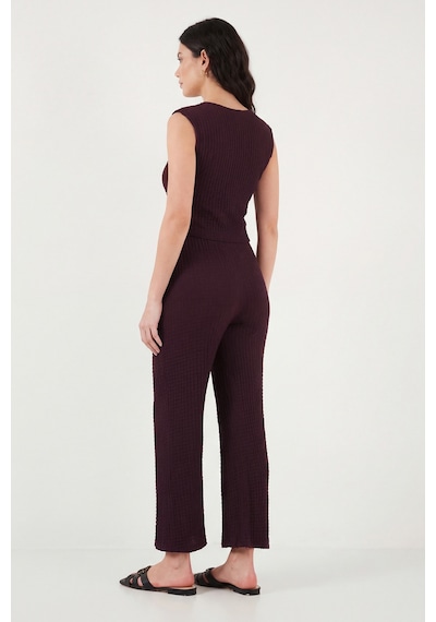 Lela Regular Fit V Yaka Yelek-pantolon Gofre Takım Bayan Takım 5866484 Bordo Lela Regular Fit V Yaka Yelek-pantolon Gofre Takım Bayan Takım 5866484 Bordo