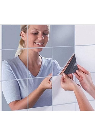 Ayrex Yapışkanlı Dekoratif Folyo Ayna Kare 9 Adet Makyaj Aynası Genel