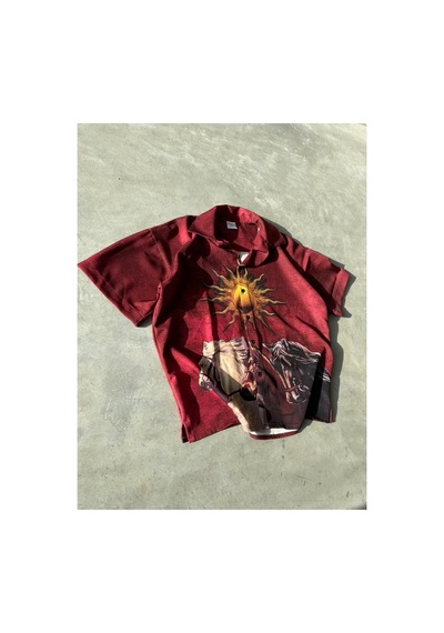 More Black Sun Desenli Dubble Hürrem Kumaş Oversize Gömlek Çok Renkli