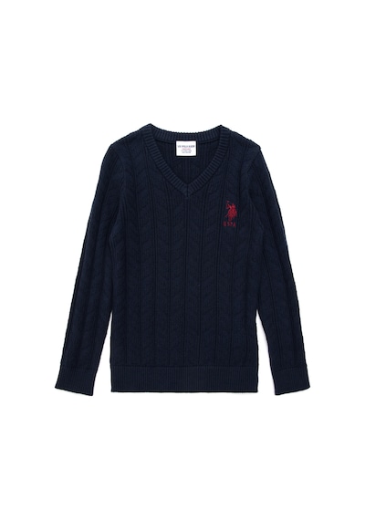 U.S. Polo Assn. Erkek Çocuk Lacivert Basic V Yaka Kazak 50293535-VR033
