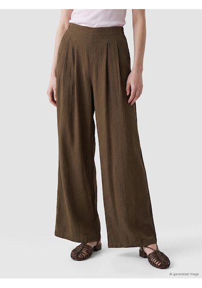 Lcw Comfort Kahverengi Beli Lastikli Kadın Pileli Pantolon