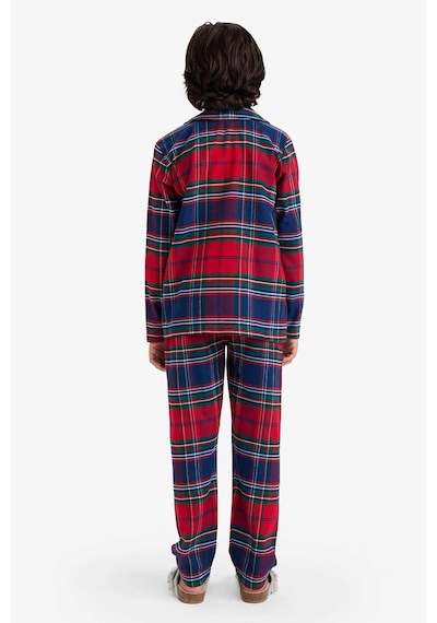 Defacto Erkek Çocuk Pijama Takımı Flanel Uzun Kollu Üst Uzun Alt F0983a825wnrd286 Kırmızı-rd286