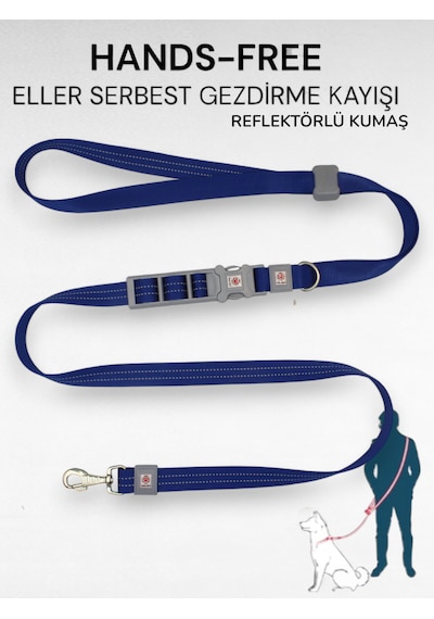 Caramelos Hands-free Eller Serbest Gezdirme Kayışı- Köpek Gezdirme Kayışı - Eller Serbest- Köpek Gezdirme İpi Lacivert