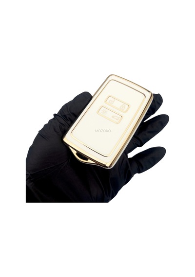 Megane 4 Talisman Kadjar Anahtar Kart Koruma Kılıfı Beyaz Gold Sert Koruyucu Kapak