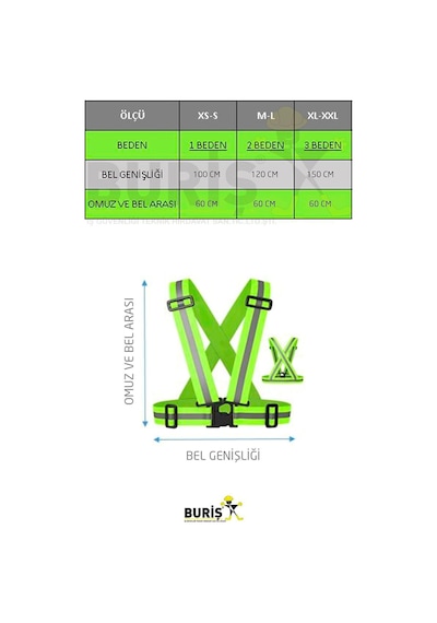 Xmlbayiciniz Reflektörlü Yelek, Motosiklet Bisiklet Scooter Uyumlu, Ayarlanabilir, Unisex, Yeşil, L Beden Genel