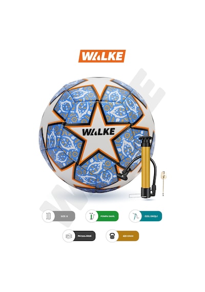 Walke Premium Şampiyonlar Ligi Temalı 5 Numara Futbol Topu Pompa Hediyeli Mavi