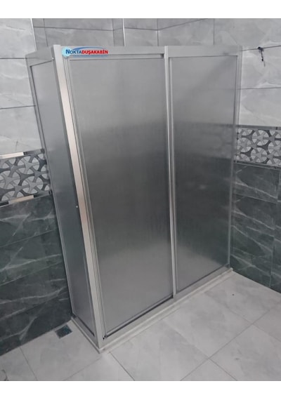 Nokta Duşakabin Teknesiz Mika Duşakabin Önden Girişli Yan Sabit Panel Şeffaf