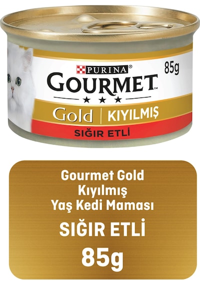 Gourmet Gold Kıyılmış Sığır Etli Konserve Yetişkin Kedi Maması 85 G