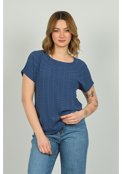 Ella Camelia Kadın İşlemeli Bluz 19e093 Indigo İndigo