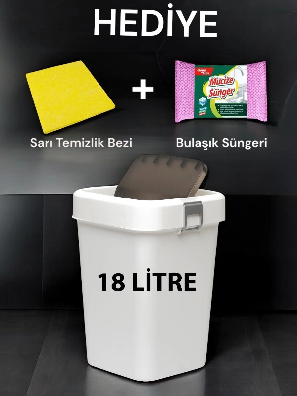 Technow Motek Cob-411b 18 Litre Çöp Kutusu Kovası + Temizlik Seti Beyaz