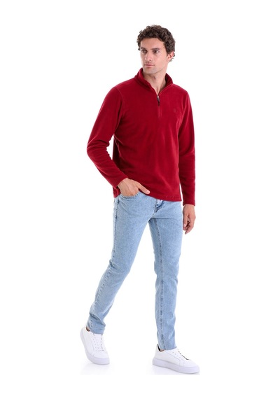 Hatemoğlu Regular Fit Düz Tam Boy Fermuarlı Polar Sweatshirt Bordo Hatemoğlu Regular Fit Düz Tam Boy Fermuarlı Polar Sweatshirt Bordo