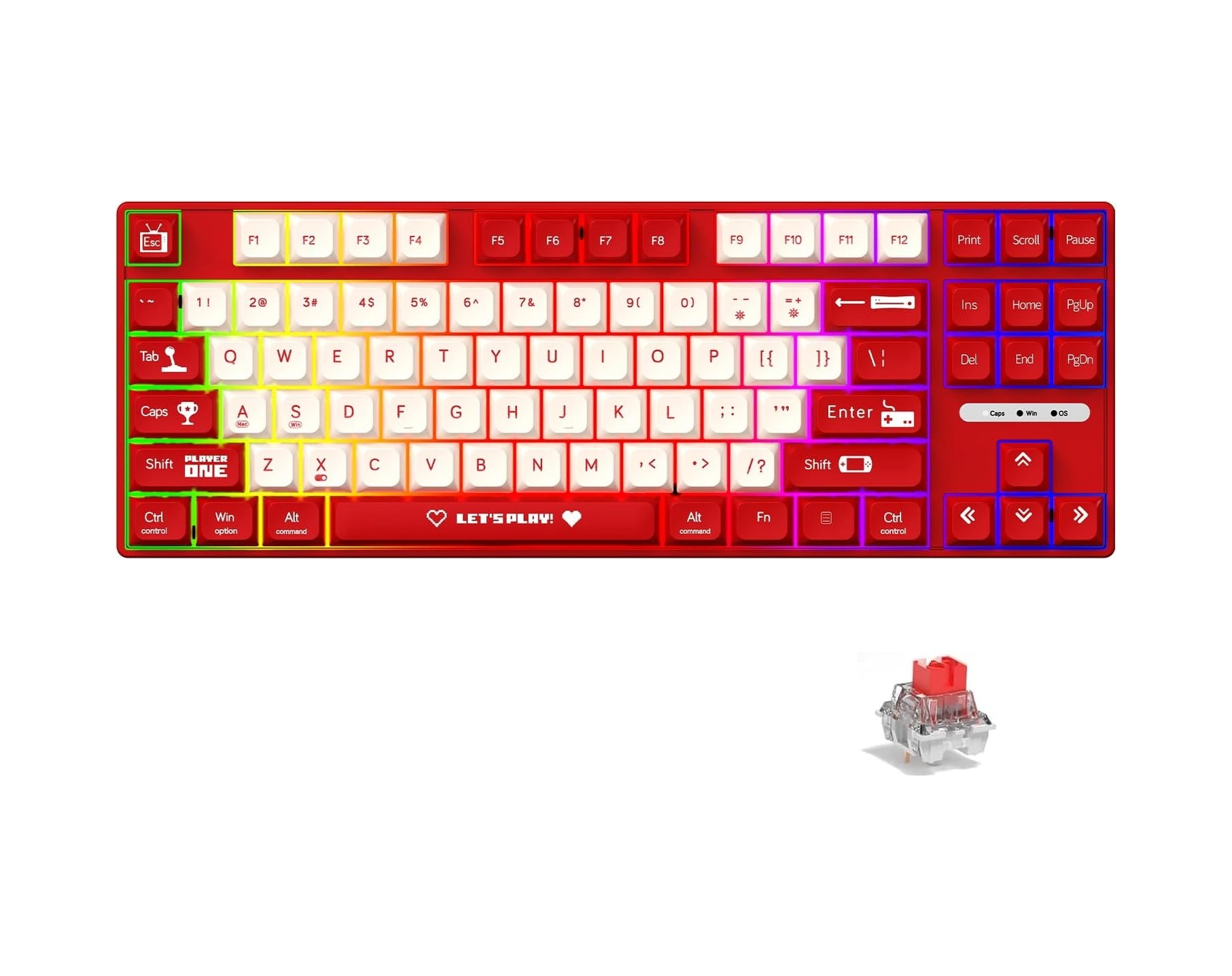 Ajazz Ak870 Mc Kablolu Mekanik Oyun Klavyesi Kırmızı Klavye Red Switch