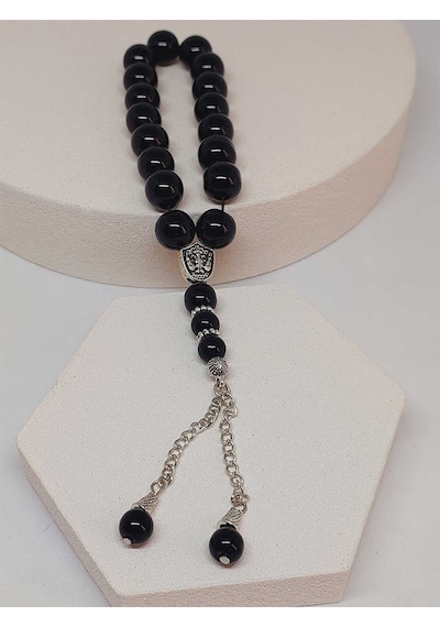 Oniks Onix Taşı Parlak 17lik Efe Tesbih 12mm 51532