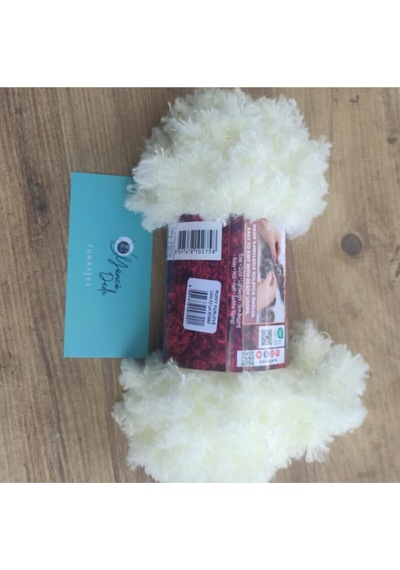 1 Adet Puffy Furlove 62 Elle Örülen Kalpli Yastık Bebek Battaniyesi Örgü Ipi Kürk Yapılı Puffy