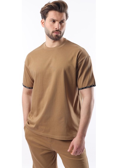 Madmext Camel Basic Erkek Şort T-shirt Takımı E7307 CAMEL